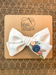 JL Blue Floral Bow